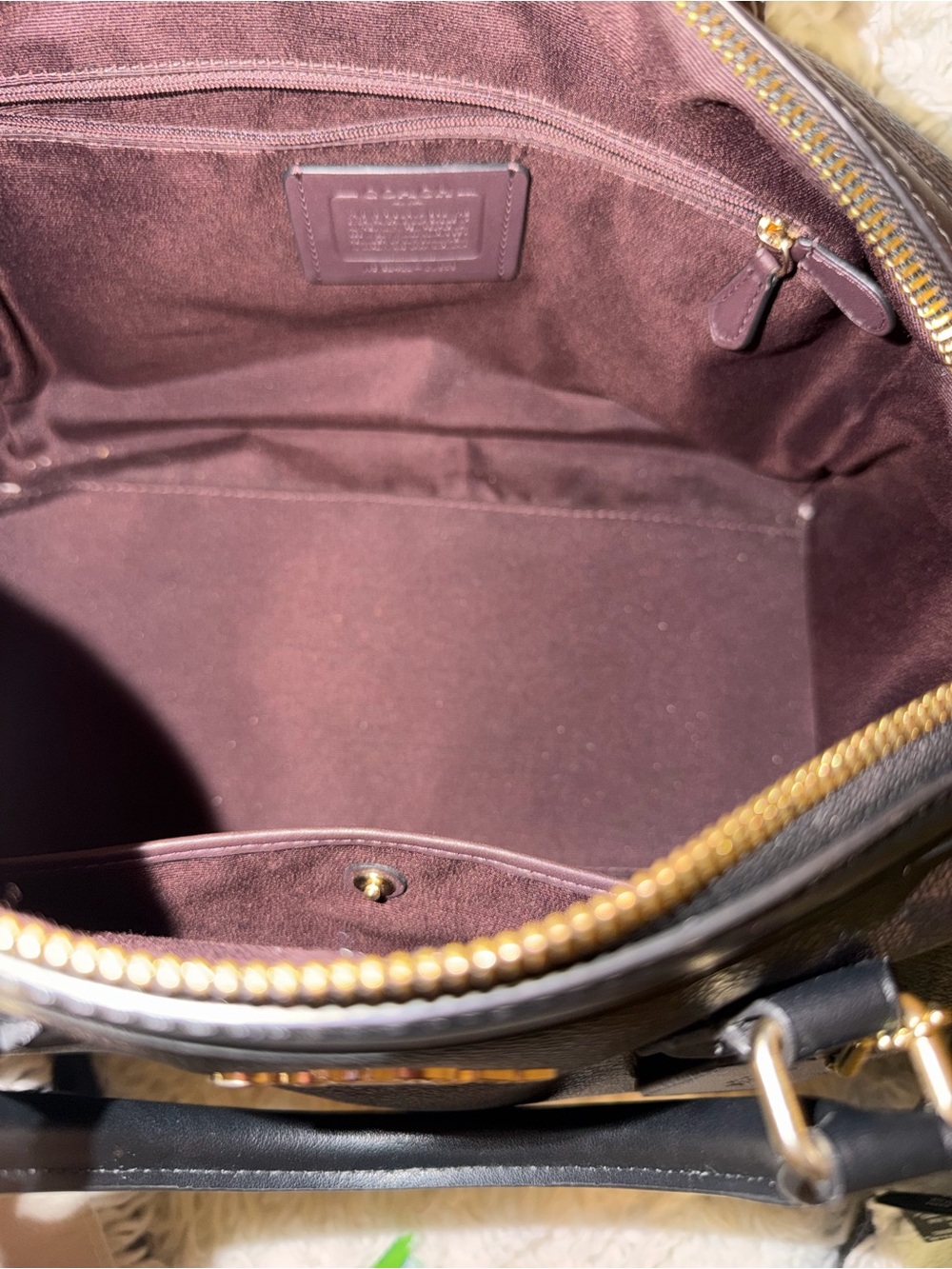 Coach large Rowan Signature Canvas satchel with Black Leather Trim walnut color - Picture 5 of 5